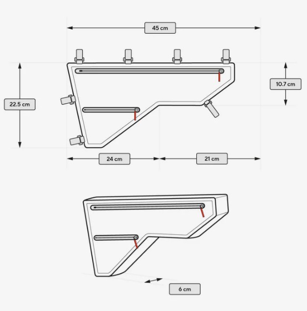 Cyclite Frame Bag large light grey Dimensions